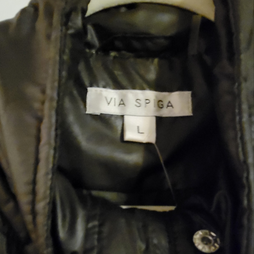 NWT Via Spiga Packable Coat Large Black - Picture 2 of 4